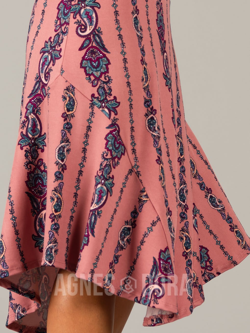Agnes & Dora™ Midi Panel Skirt Mauve/Berry Boho Stripe