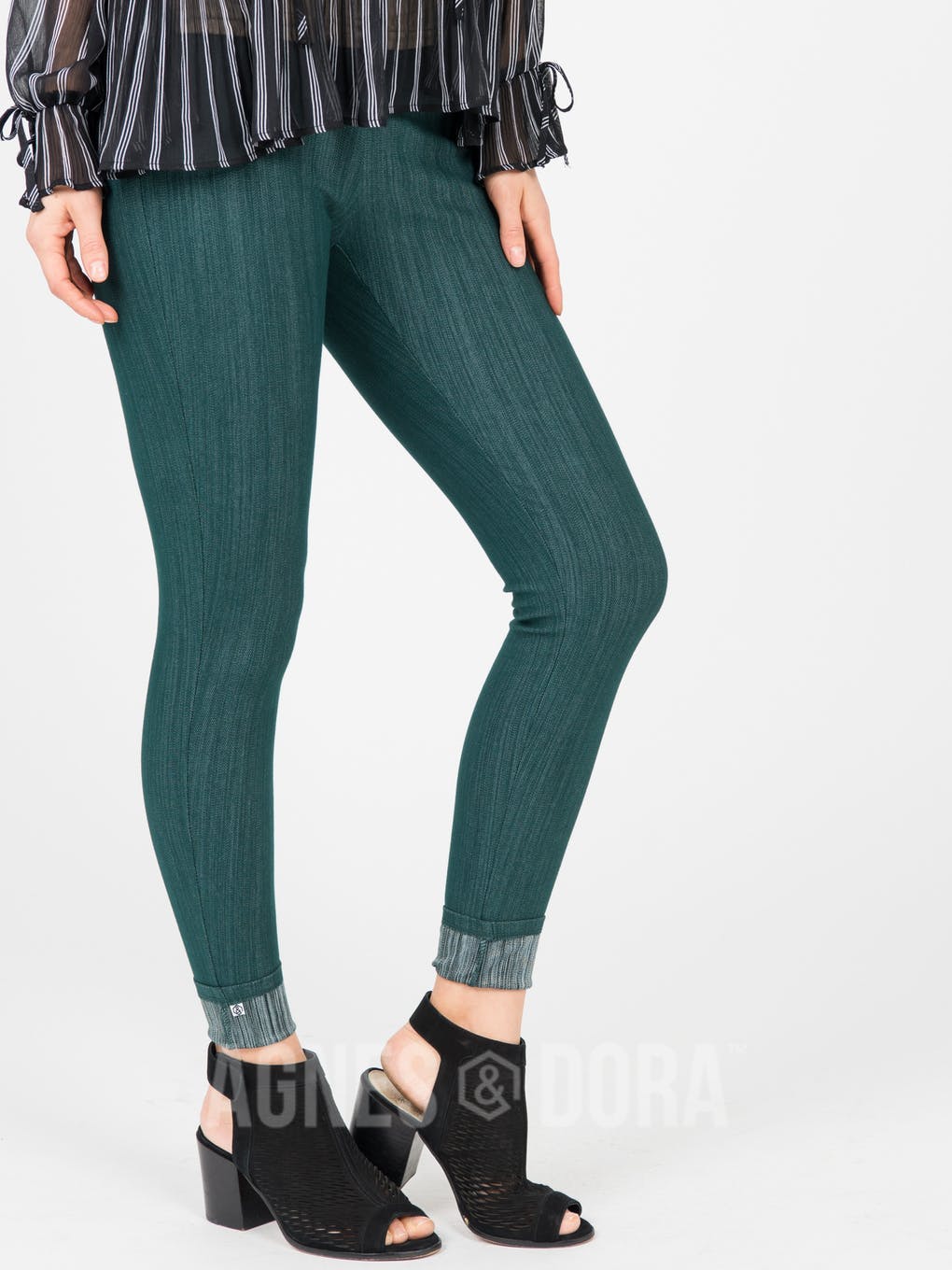 Agnes & Dora™ Knit Jeggings Deep Emerald (reenforced elastic waistband)