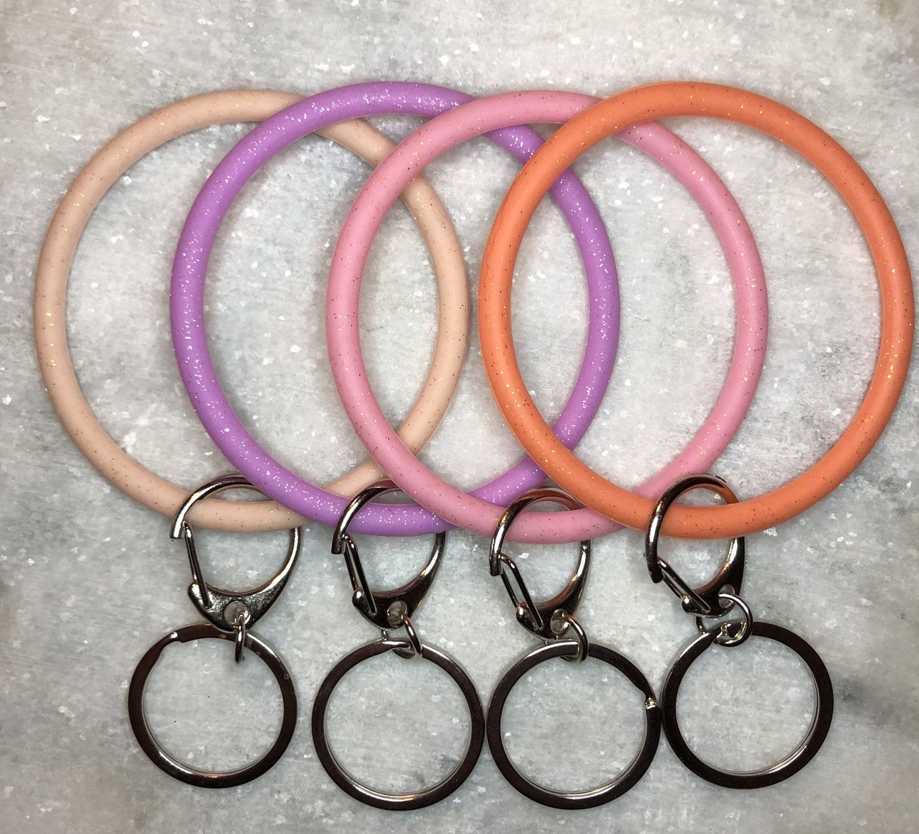 Bracelet Key Ring: Silicone and Glitter