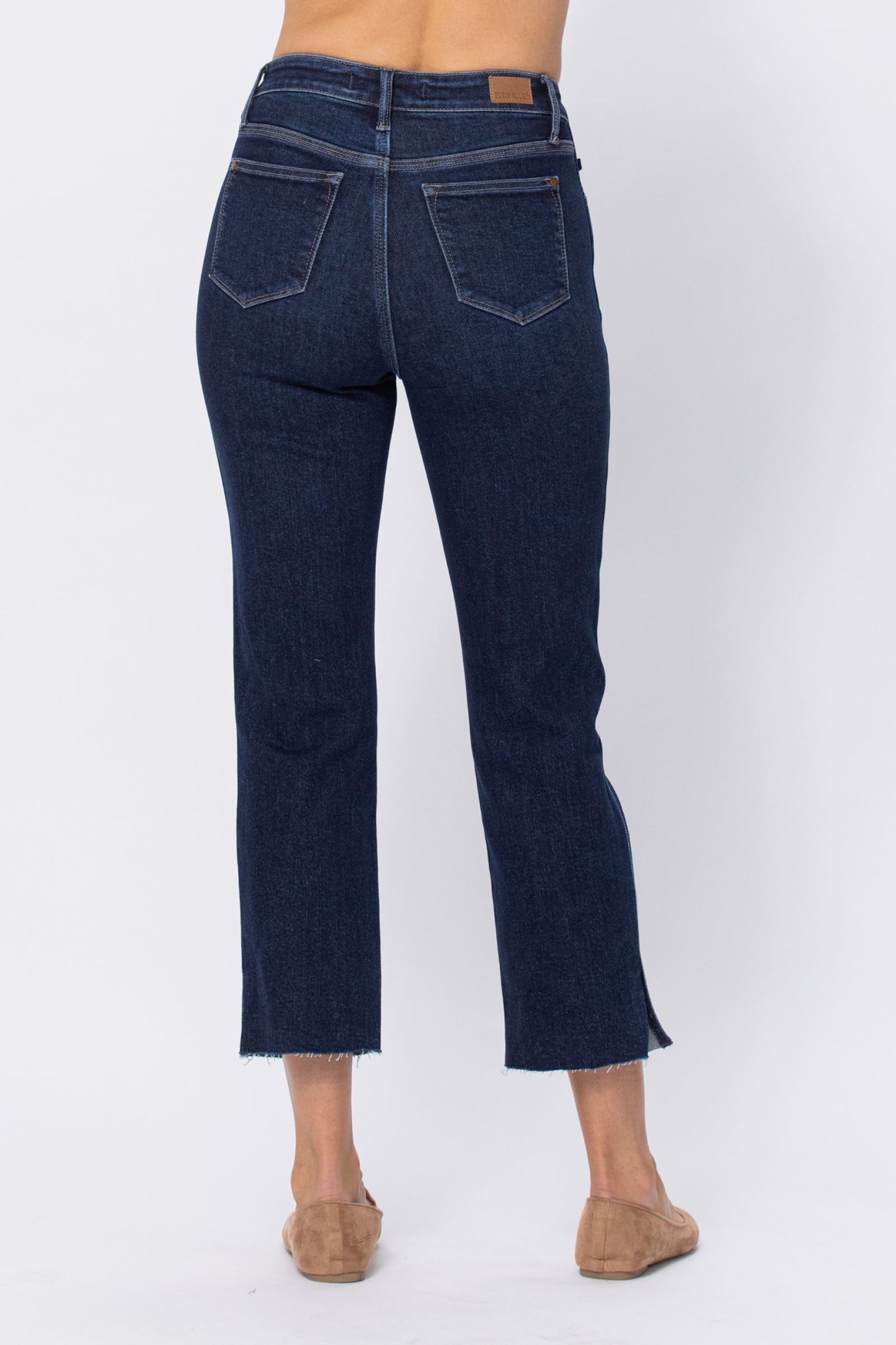 Judy Blue HIGH WAISTED CROPPED STRAIGHT FIT WITH SIDE SLIT