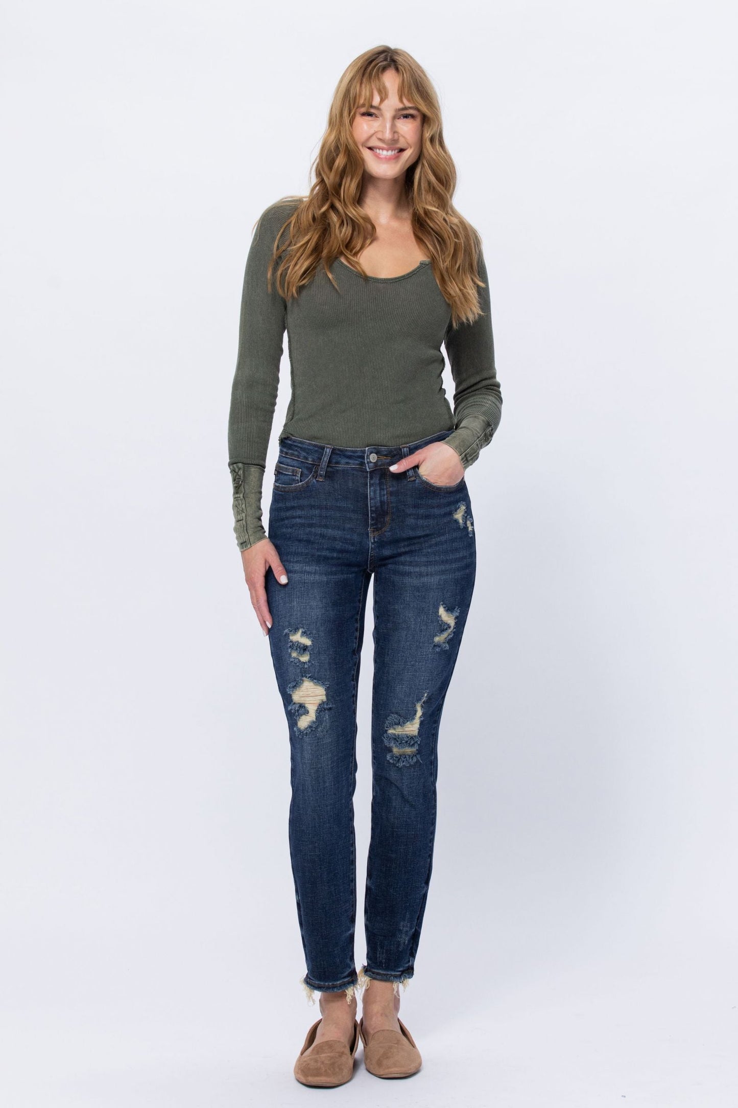 Copy of Copy of JUDY BLUE MID-RISE DESTROYED RELAXED FIT